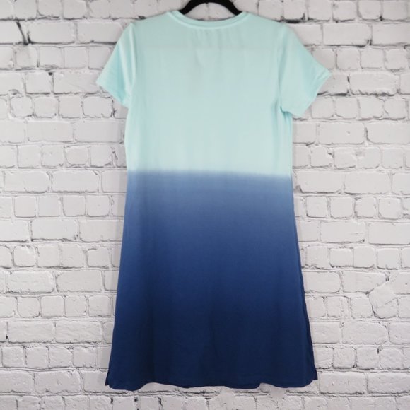 NWT - Women's Ombre V-Neck T-Shirt Dress - Blue - Picture 2 of 3